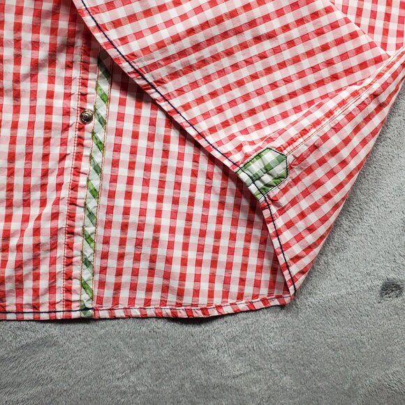 Age of Wisdom Long Sleeve Button Up Snap Plaid Shirt Check Red White Men Sz XL - Picture 9 of 11